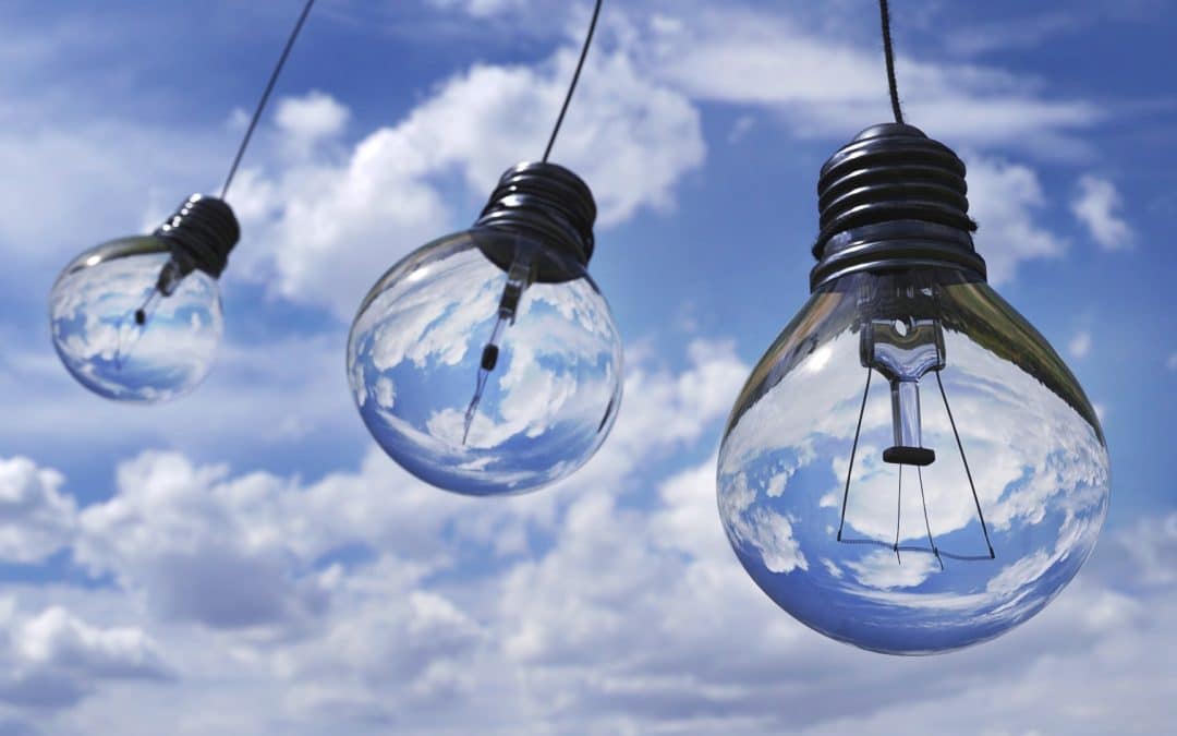 global energy light bulbs blue sky